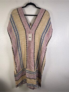 Free People Women's Striped V-Neck Cotton
Kaftan Short Sleeve Tunic Size S